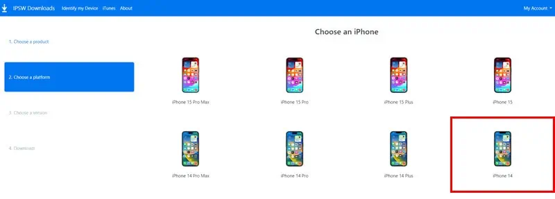 ipsw downloads choose an iphone model