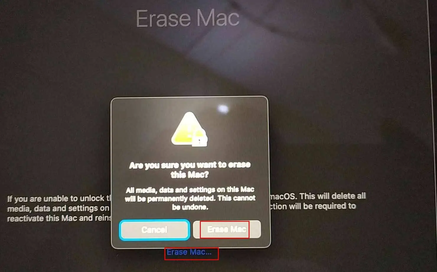 potwierdź usunięcie komputera Mac