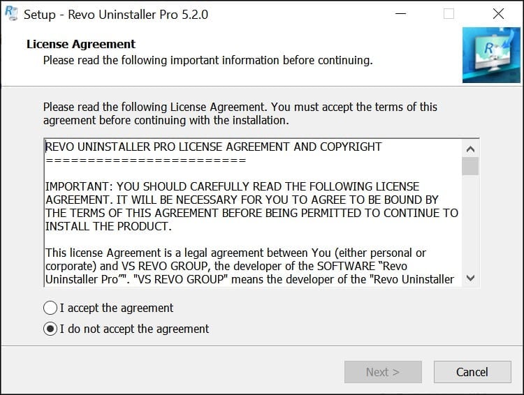 Follow the on-screen instructions to install Revo Uninstaller