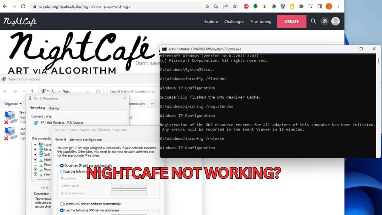NightCafe nie działa