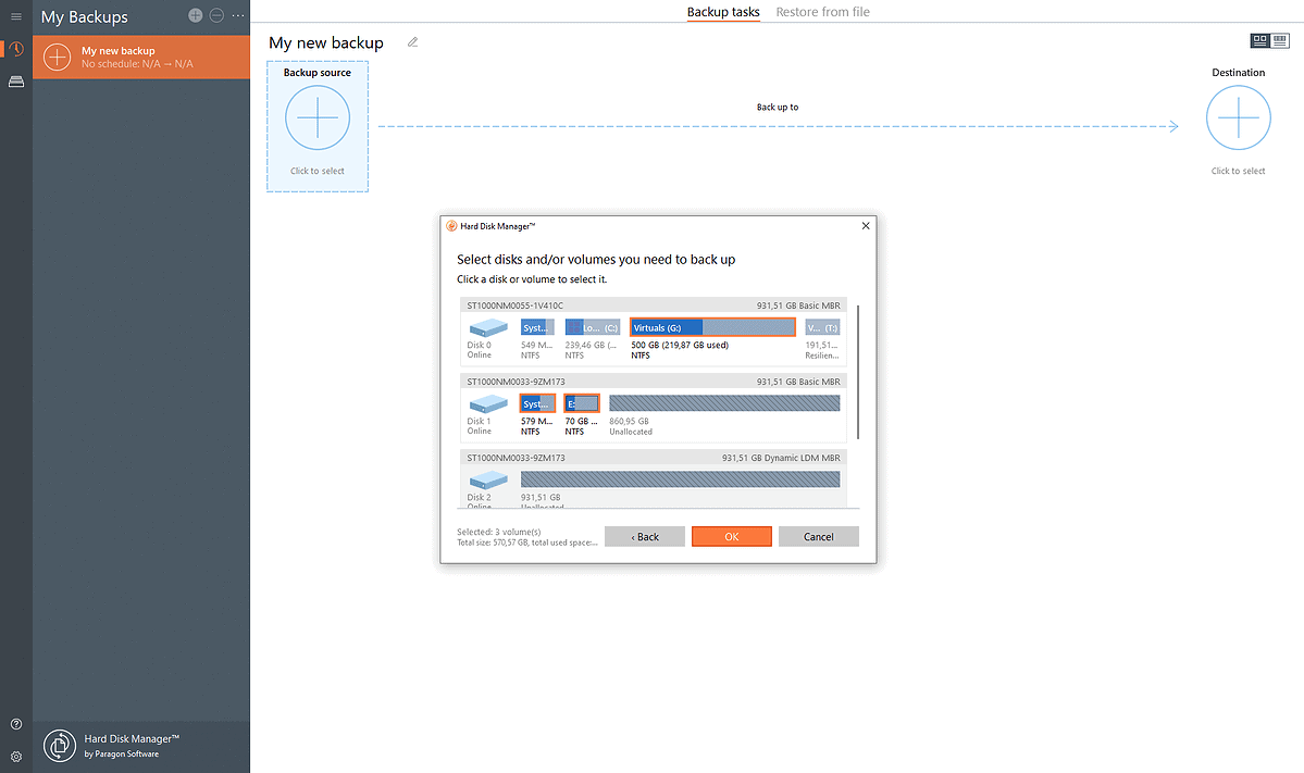 Paragon hard disk manager interface