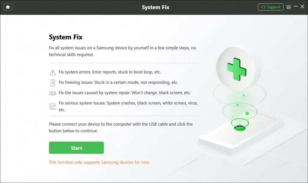 Naprava Samsung System Fix DroidKit