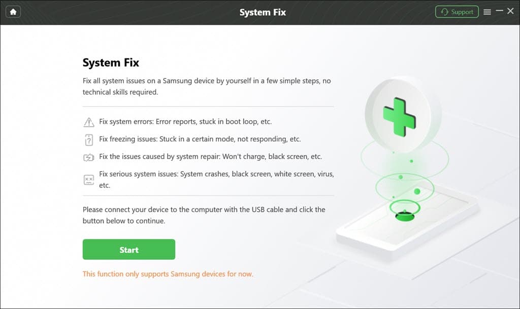 Correzione del sistema del dispositivo Samsung DroidKit