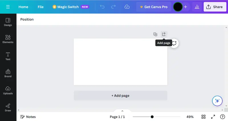 Canva user interface