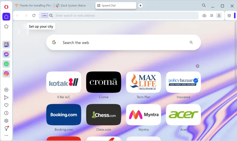 opera new tab