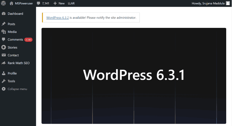 wordpress dashboard