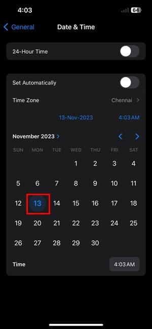 manually set date on iphone
