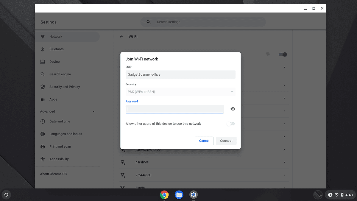 Sharing network chromebook