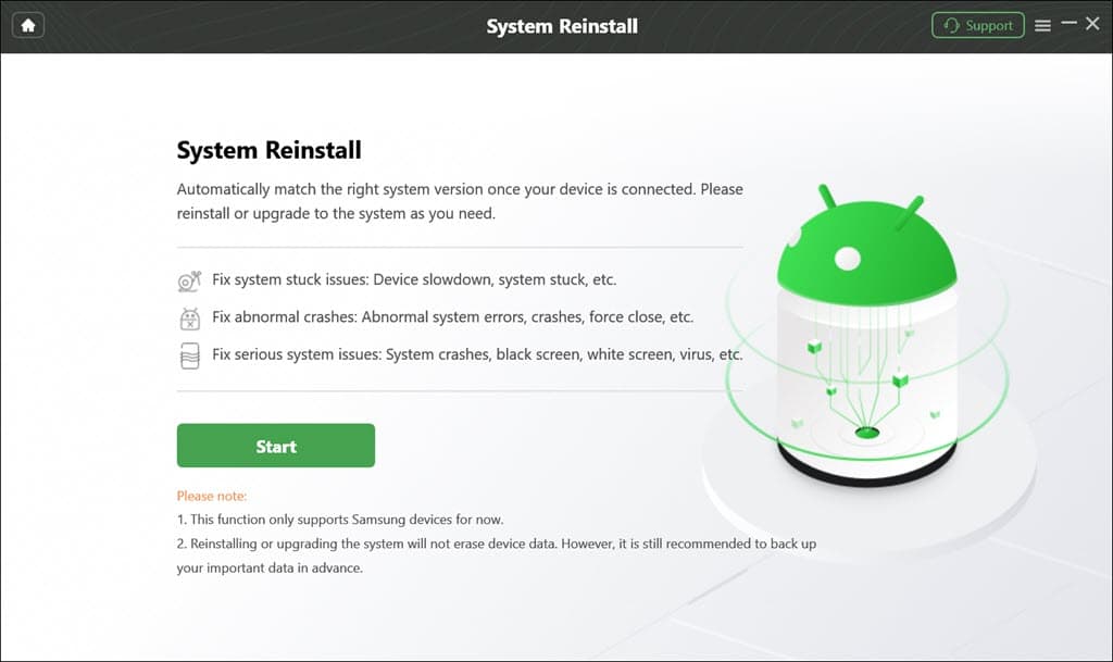 Réinstallation du système DroidKit