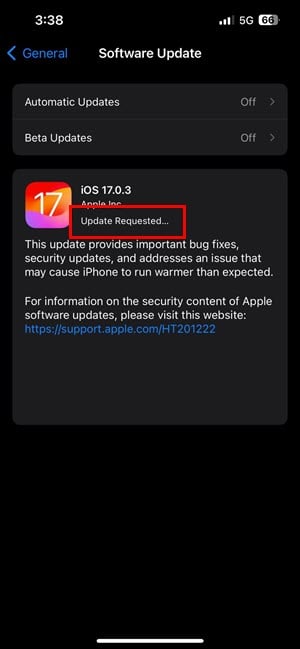 ios update requested