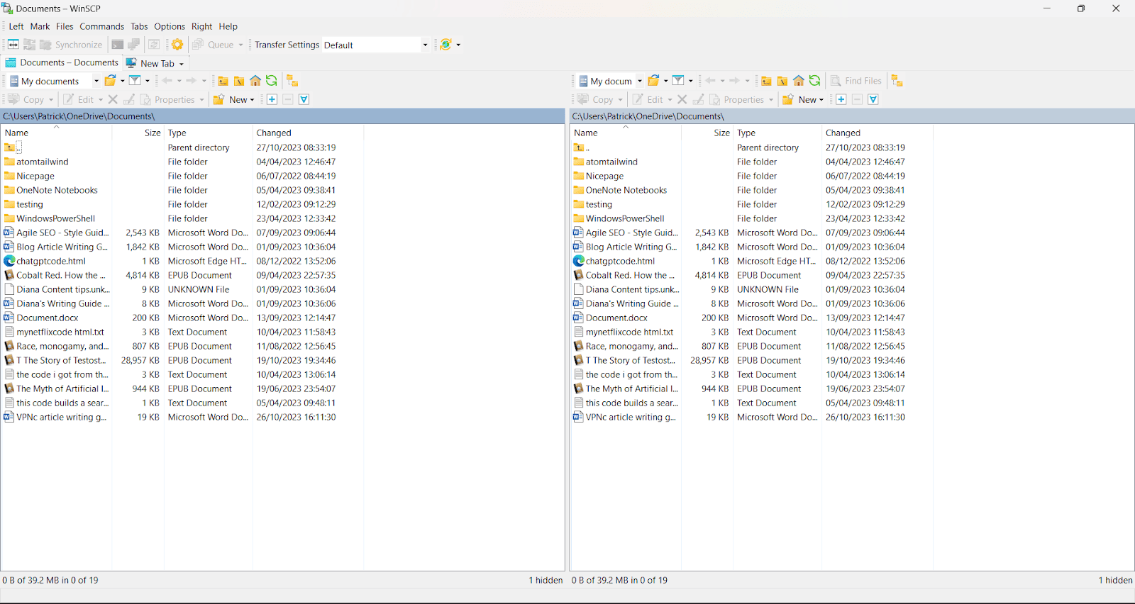 WinSCP UI