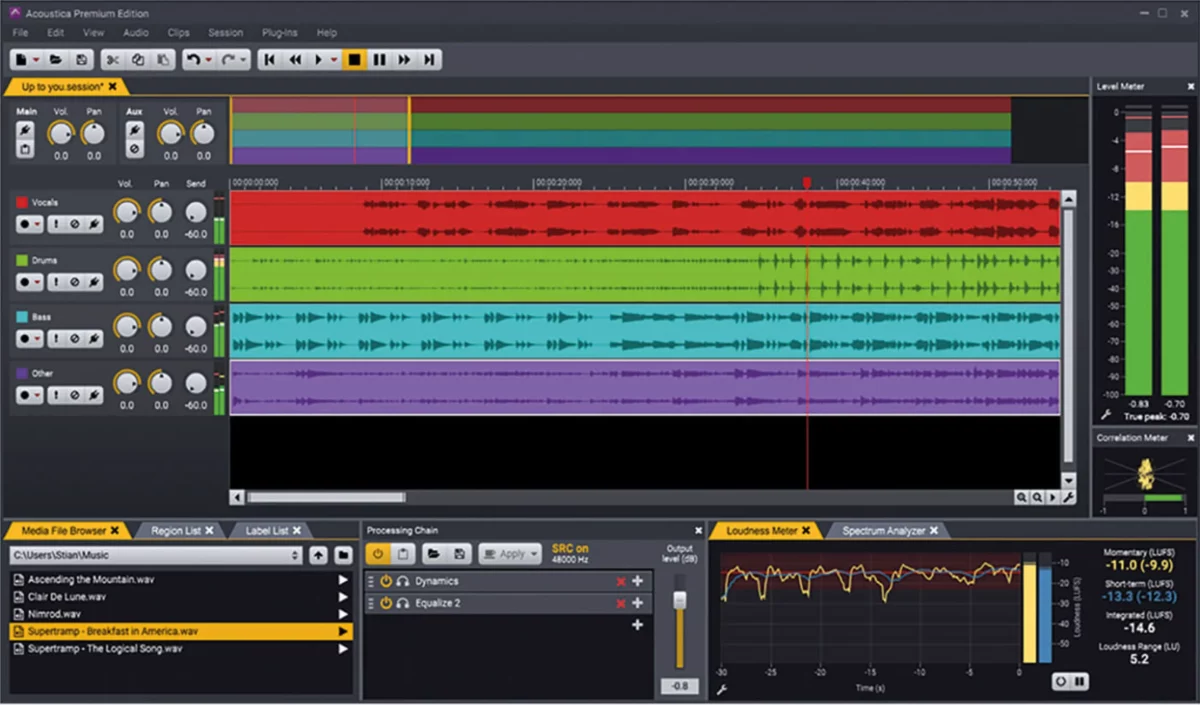 acoustica user interface