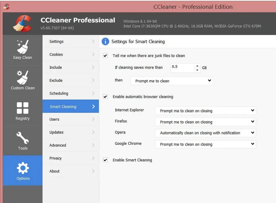 CCleaner browser cleaning