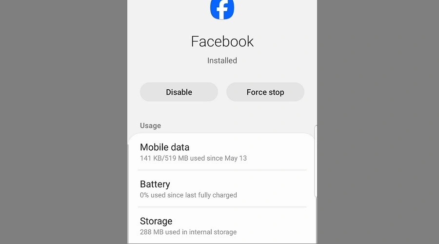 facebook app storage