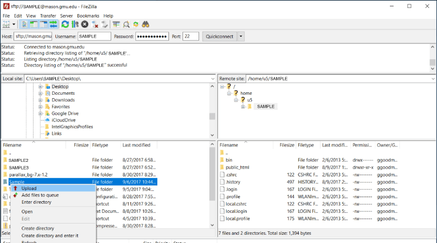 FileZilla UI