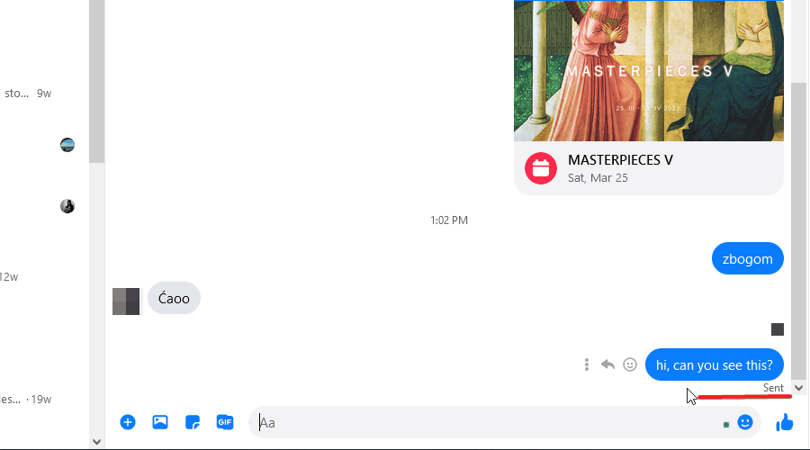 mensaje no entregado en messenger