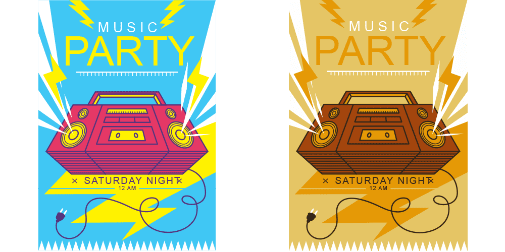 generative recoloring of music party banner