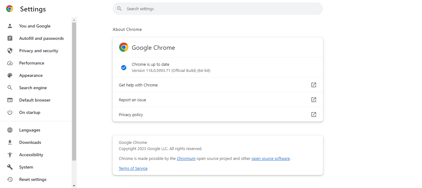 update google chrome