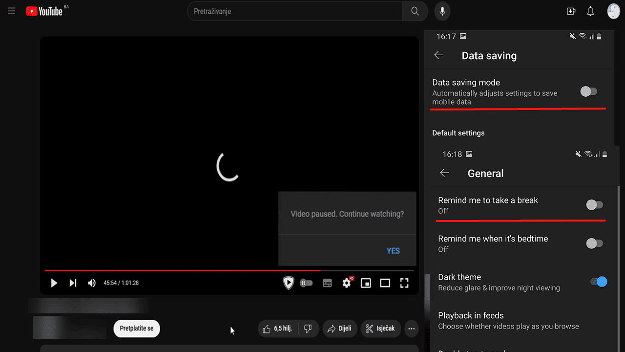 how to stop youtube from pausing