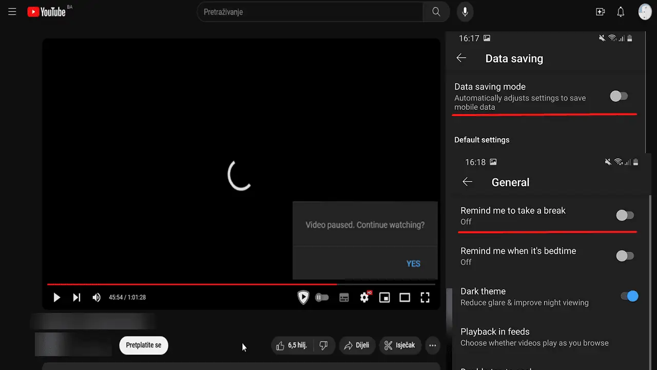 cara menghentikan youtube dari jeda