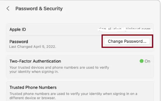 change password for apple id