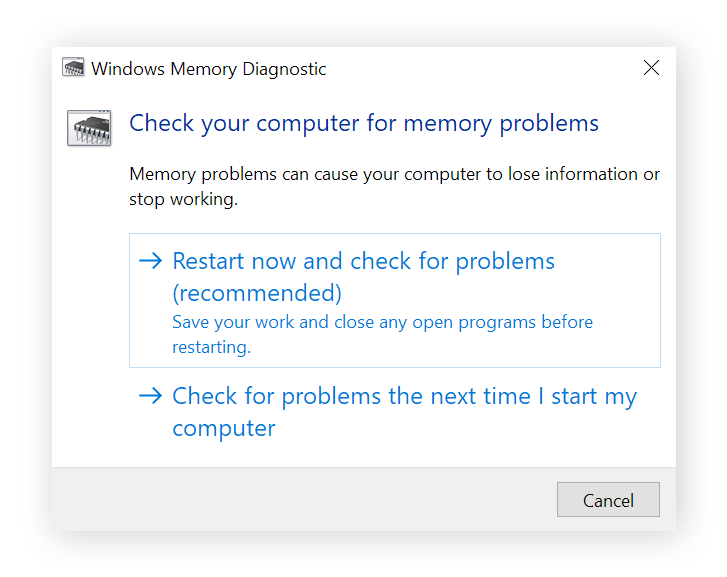 Narzędzie diagnostyczne pamięci systemu Windows