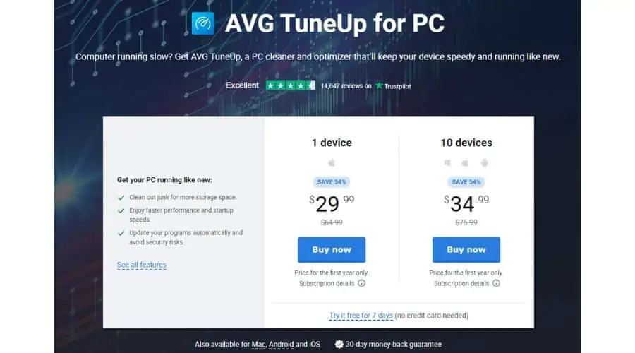 AVG Cleaner Pricing