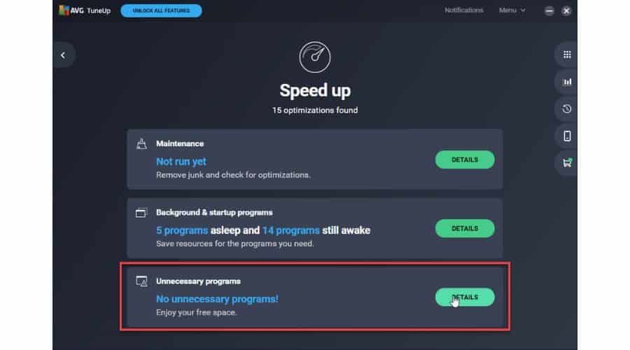 AVG Cleaner Unnecessary programs