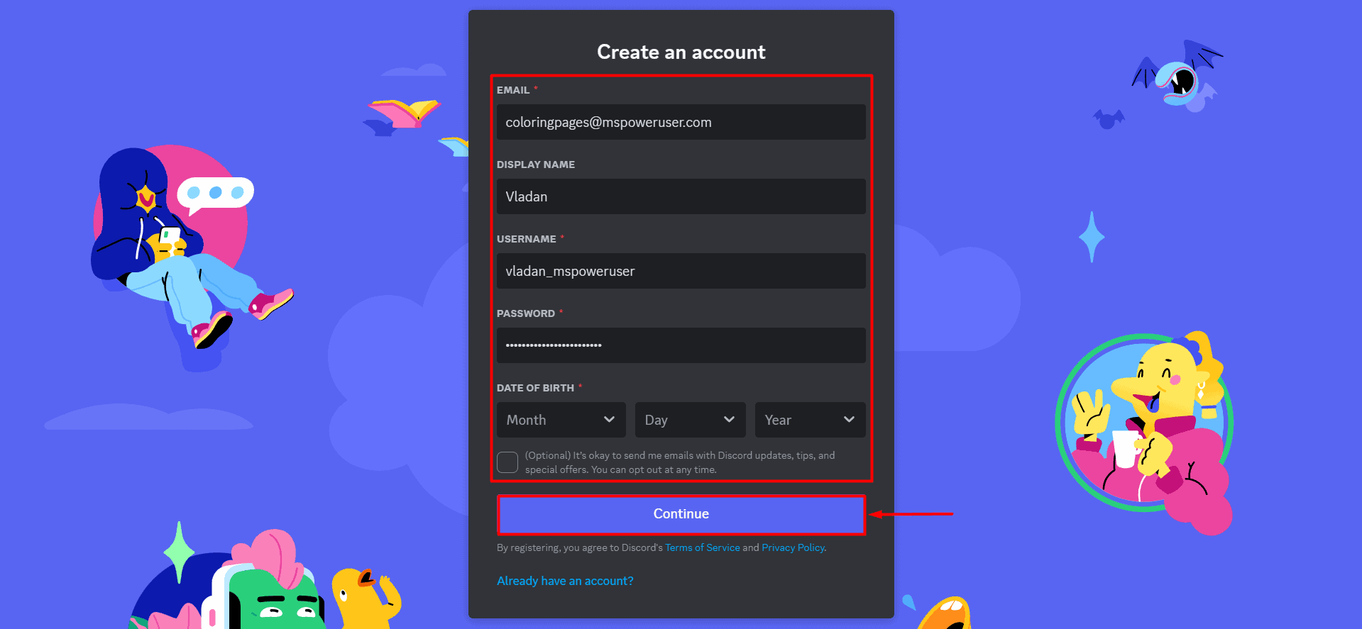 Create Discord account
