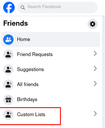 Custom Lists on facebook