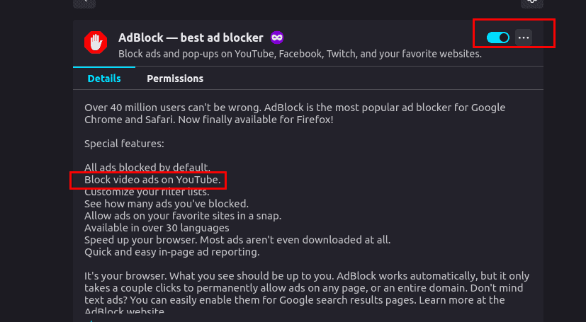 Disable ad blockers to fix error 429 YouTube