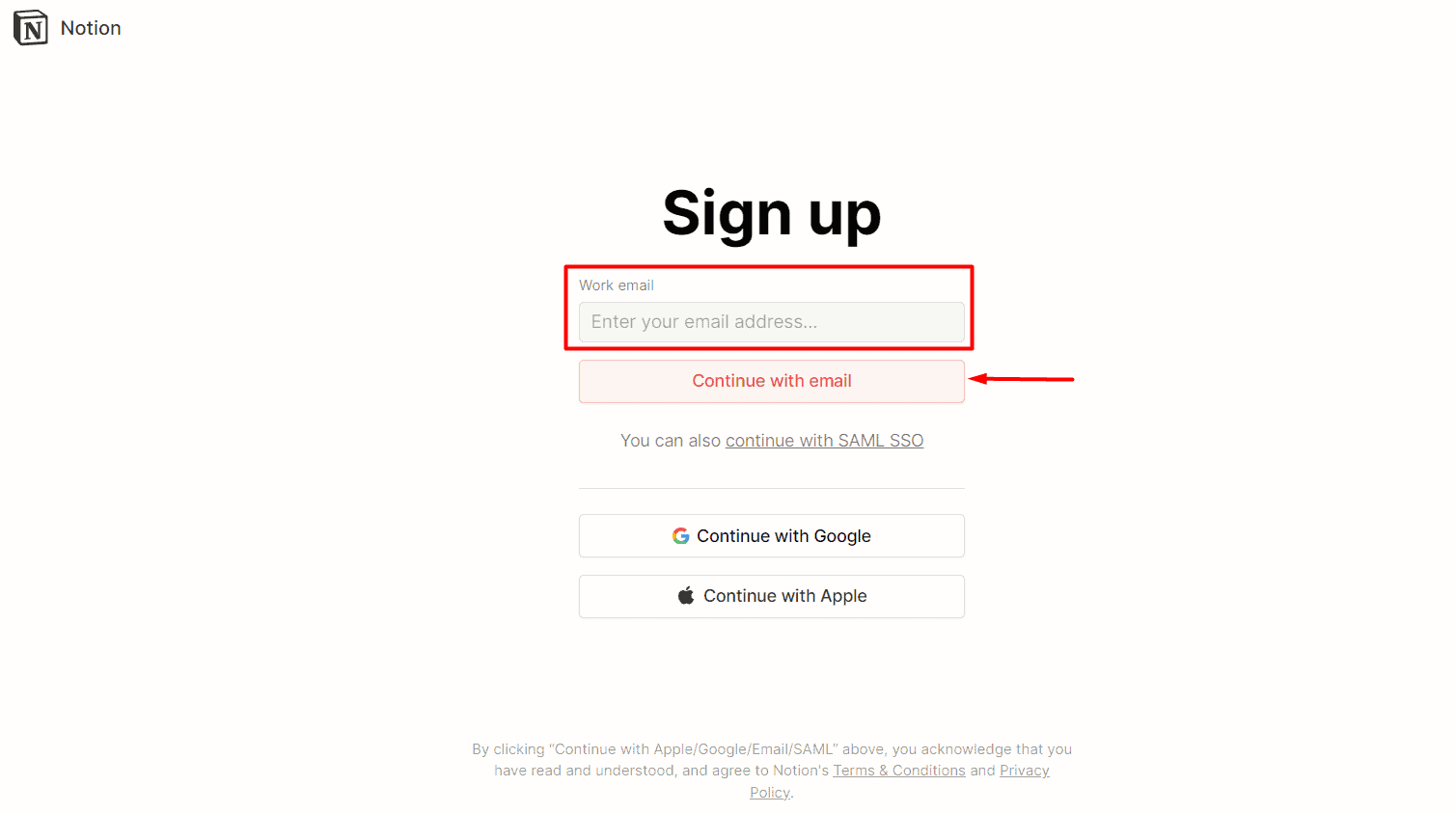 Notion AI sign up