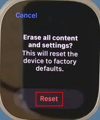 Reset button on Apple Watch