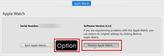 Restore Apple Watch on iTunes or Finder