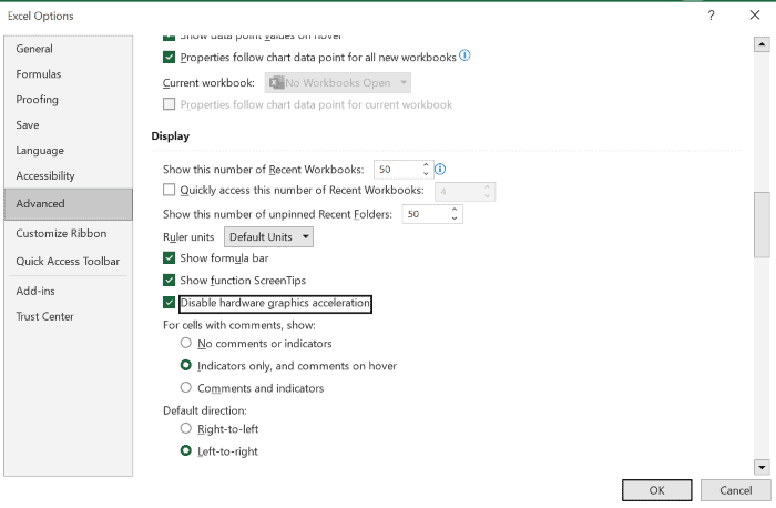 Disable hardware graphics acceleration animation