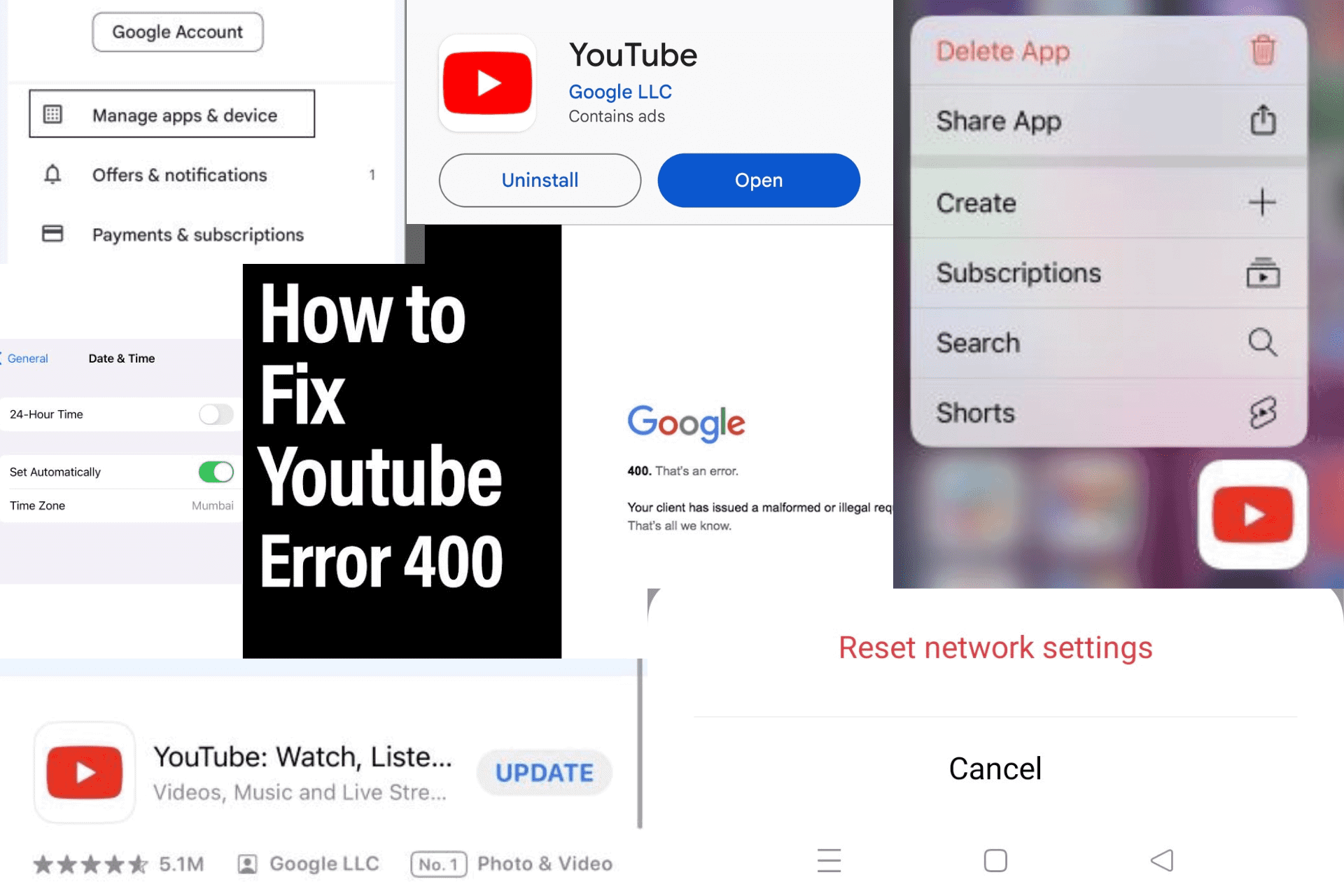 youtube error 400