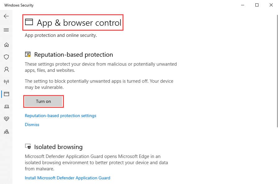 Windows Security control