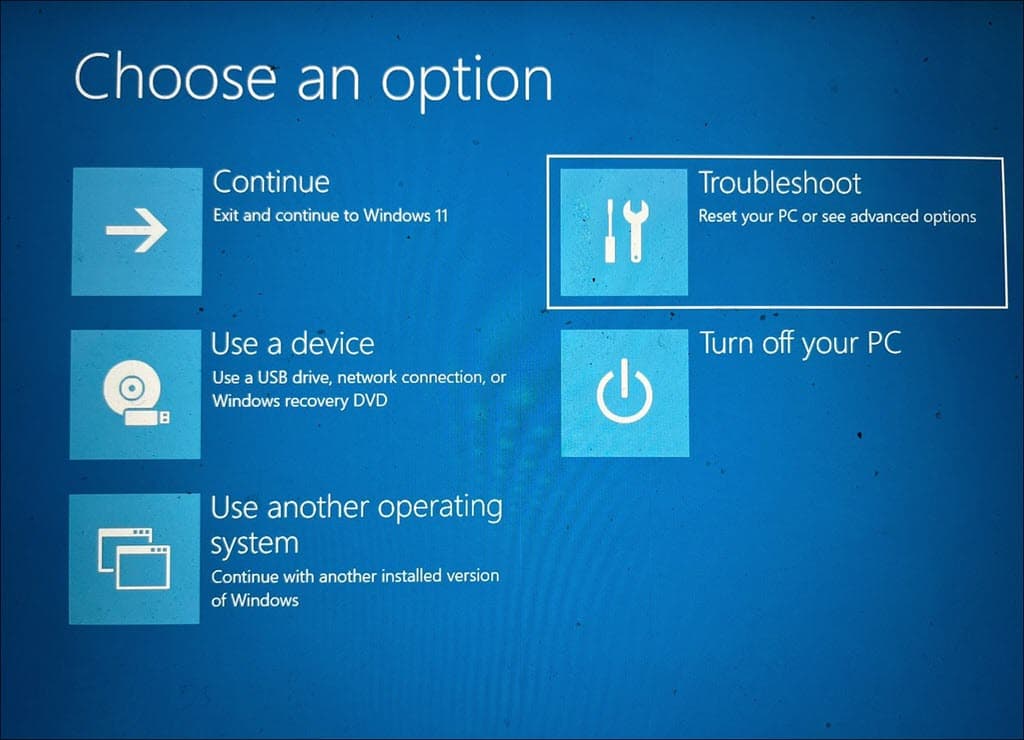 select Troubleshoot