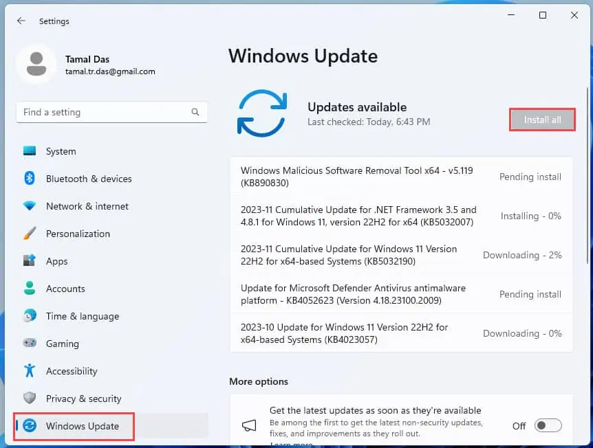 Windows update install all