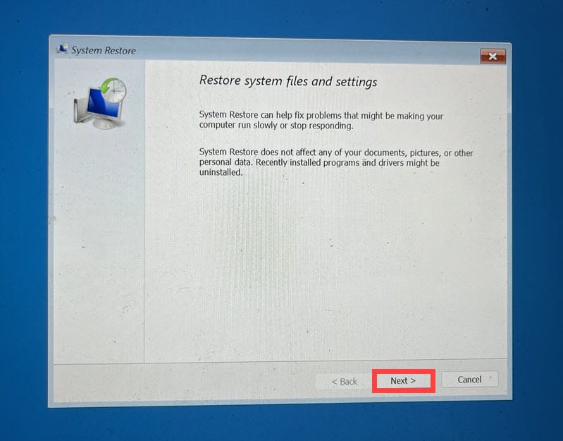 begin-system-restore