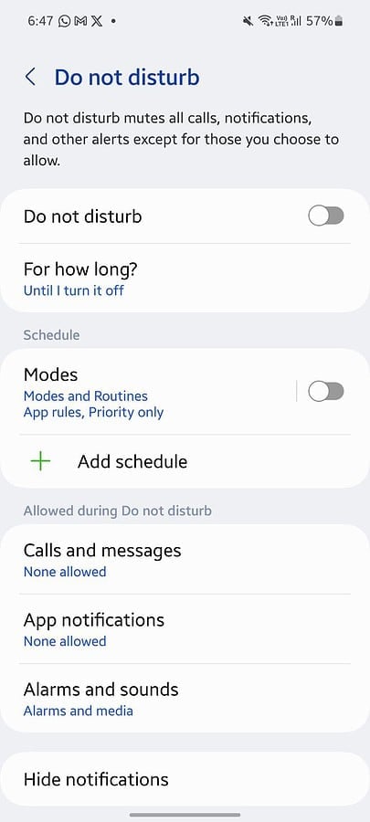 how to disable dnd mode on phone