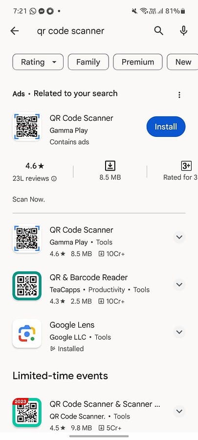 携帯電話用 QR コード スキャナーのダウンロード