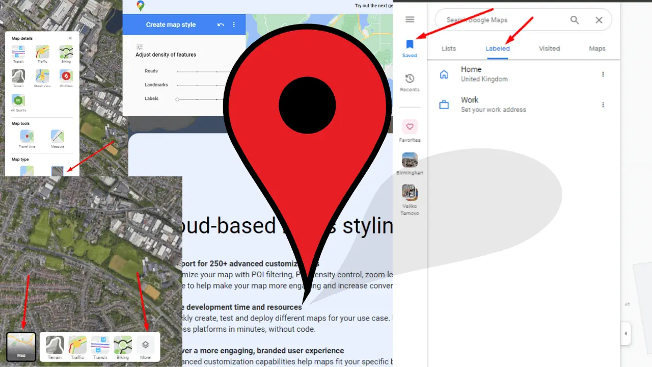 google maps remove labels