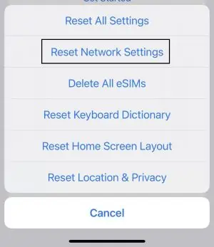 reset network settings