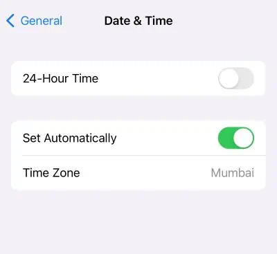 date & time set automatically ios