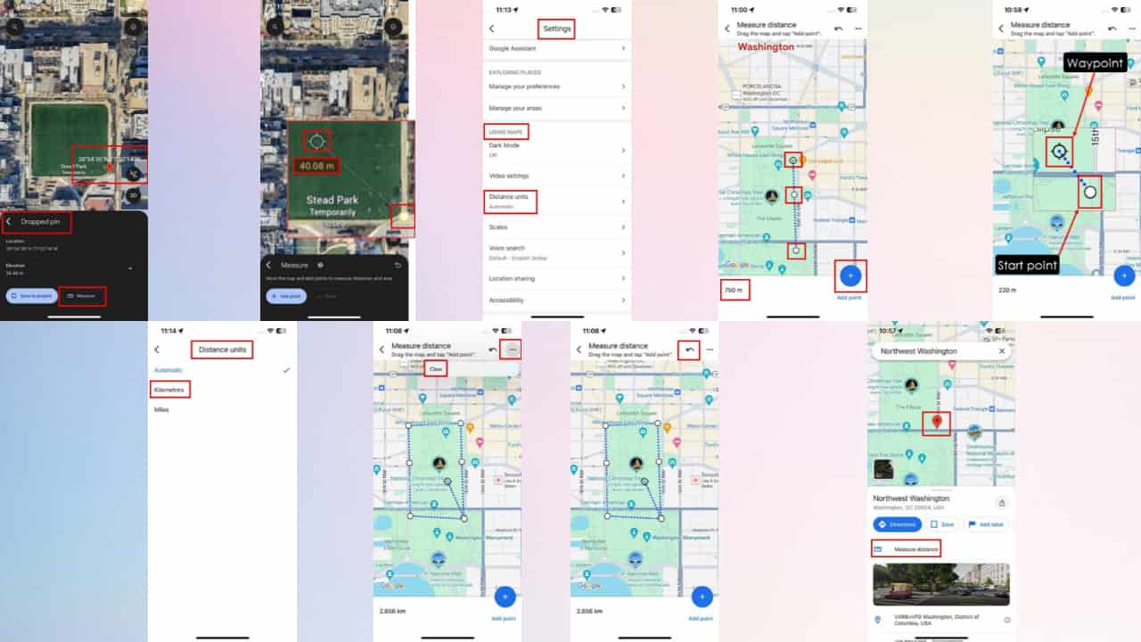 measure distance google maps iphone