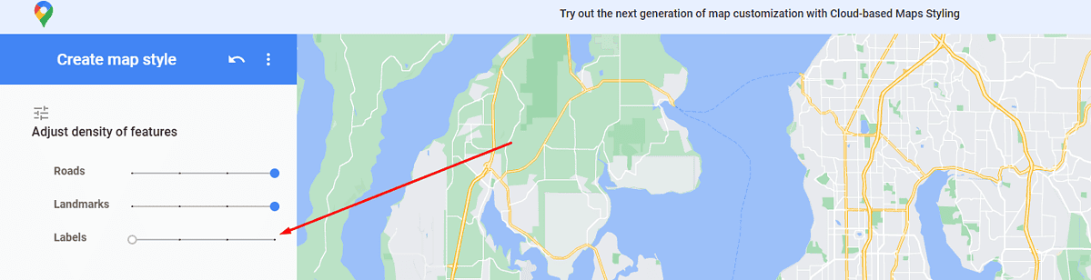 removing labels from google maps