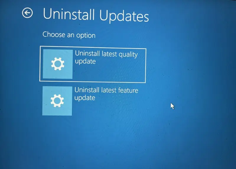 select update to uninstall