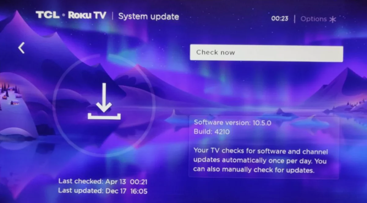 tcl roku tv tarkistaa päivitykset