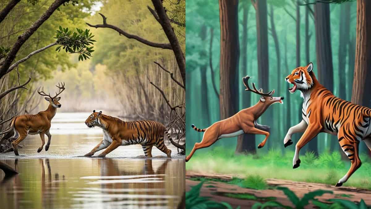 tiger chasing deer nightcafe vs starryai